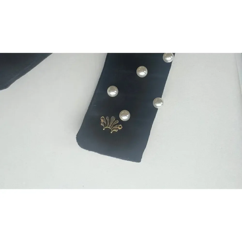 Lele Sadoughi Pearl Velvet Bow Barrette Black NWT